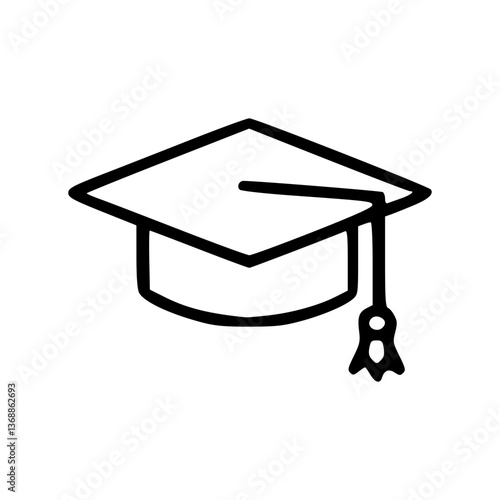 Graduation cap and diploma icon on white background representing academic achievement and success
