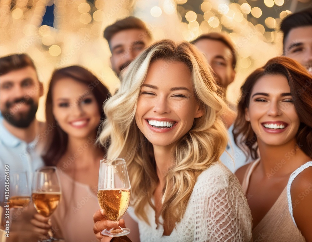 Amigos en una fiesta haciéndose un selfie y sonriendo a la Cámara. Brindis con amigos .Concepto de celebración. Amigos en una fiesta haciéndose un selfie y sonriendo a la Cámara. Brindis con amigos .Concepto de celebración.