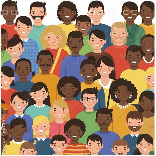Inclusive community diverse crowd unity together illustration