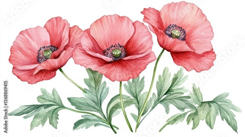 Wallpaper Mural An assortment of poppy flowers painted in a grunge oil style, isolated on a clear background Torontodigital.ca