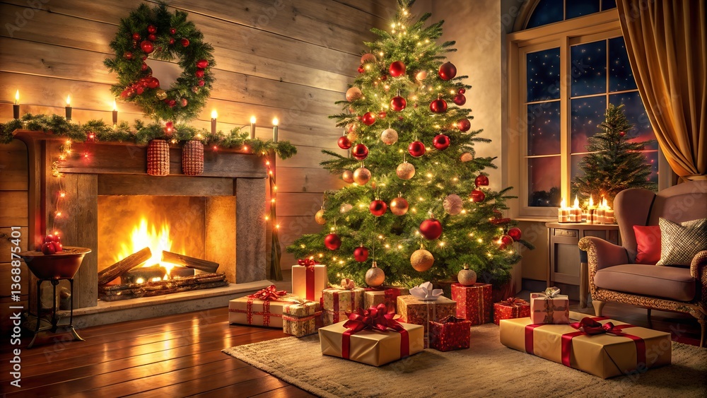christmas tree with fireplace christmas tree with fireplace
