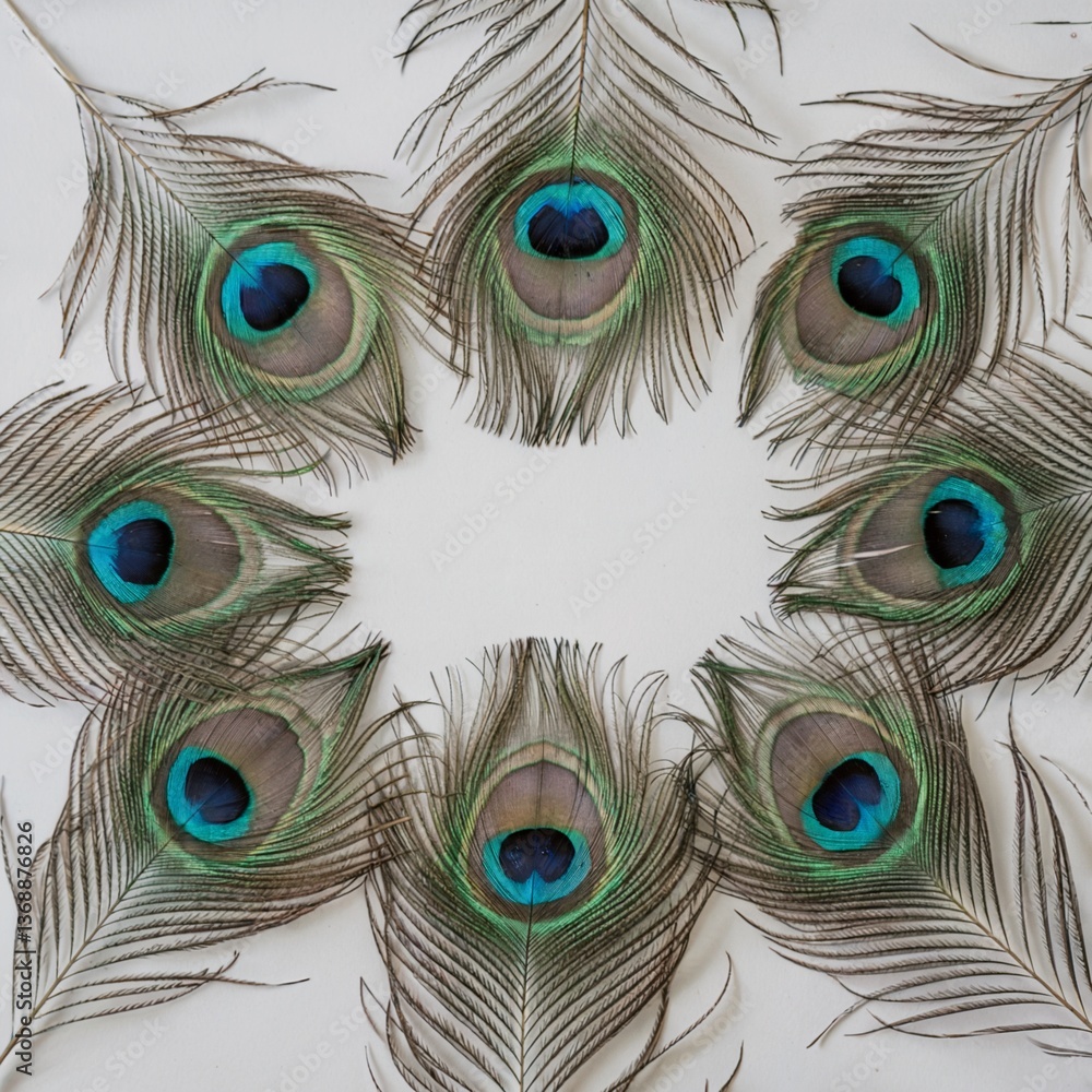 Obraz premium Peacock Feather Arrangement Peacock Feather Pattern