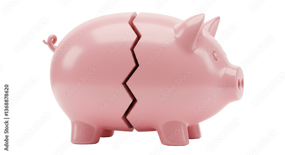 Fototapeta premium Isolated Broken Piggy Bank