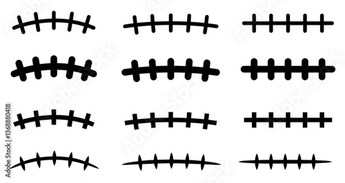 American Football Stitches or Laces Clipart Isolated on a Transparent Background
