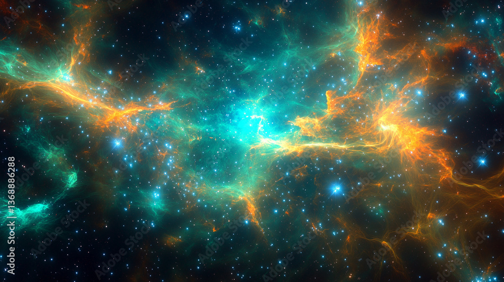 Fototapeta premium Deep space nebula with glowing gaseous clouds