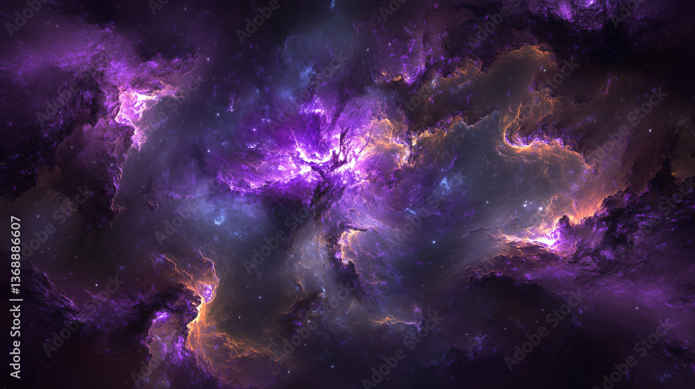 Obraz premium Deep space nebula with glowing gaseous clouds