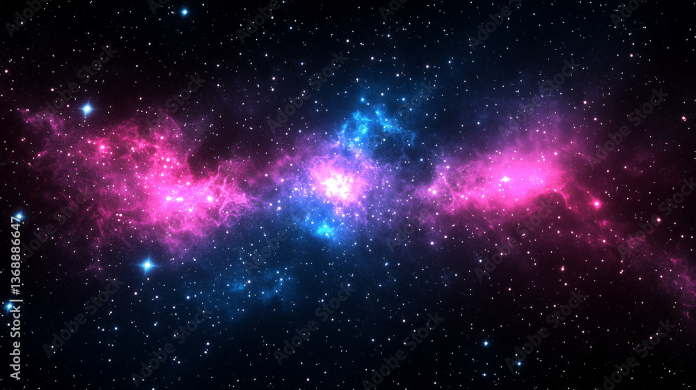 Naklejka premium Deep space nebula with glowing gaseous clouds