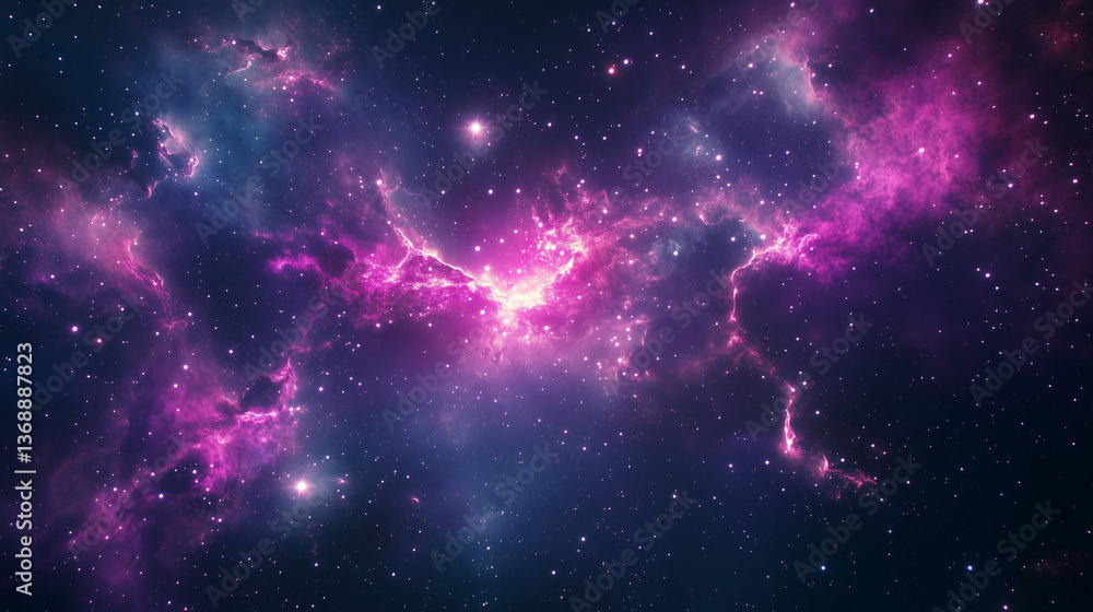 Fototapeta premium Deep space nebula with glowing gaseous clouds