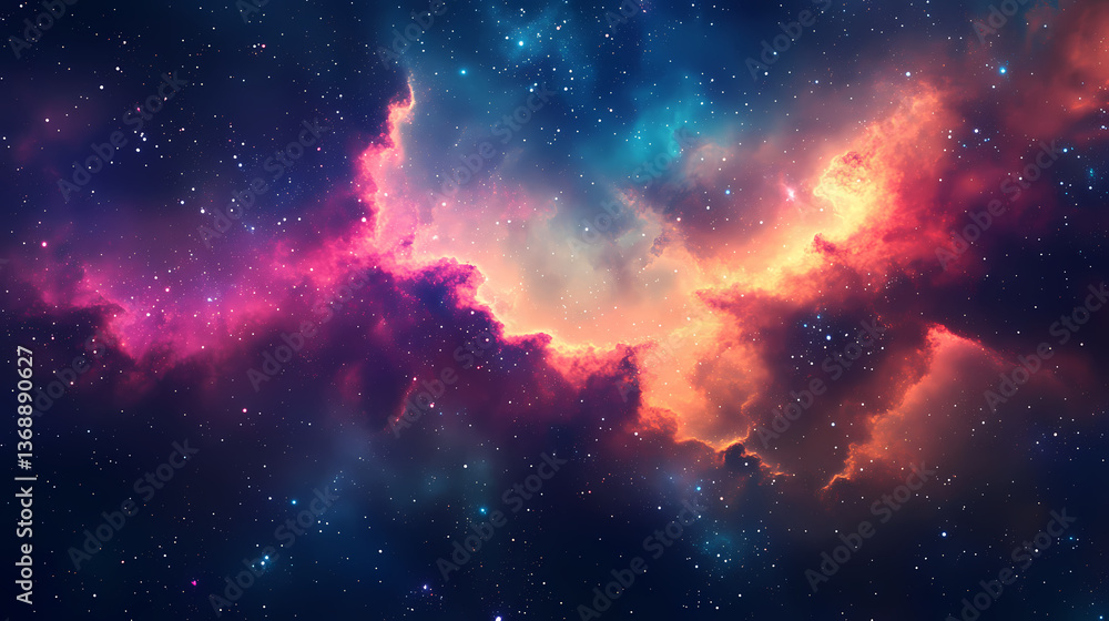 Fototapeta premium Nebulae drifting off in deep space. Nebula Drift. Illustration