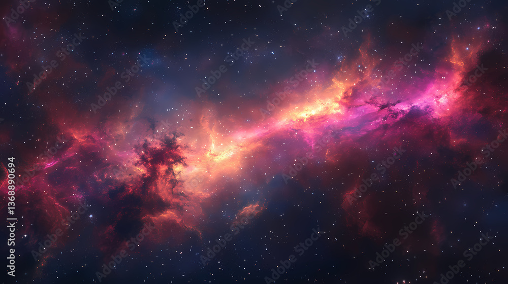 Fototapeta premium Nebulae drifting off in deep space. Nebula Drift. Illustration