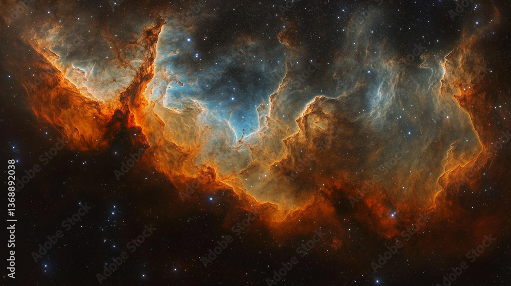 Fototapeta premium Deep space nebula with glowing gaseous clouds