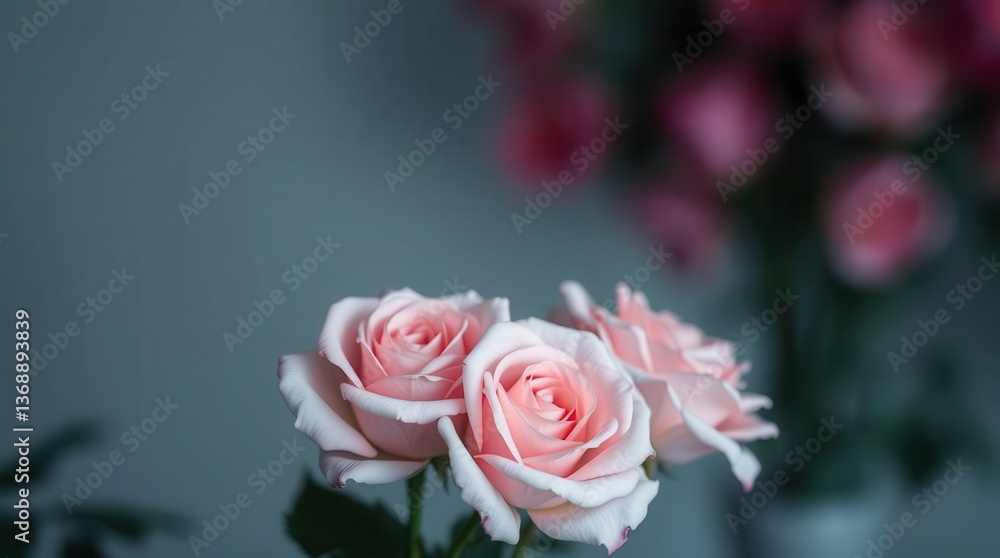 Fototapeta premium pink roses on a black background