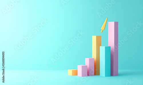 Colorful bar graph rising