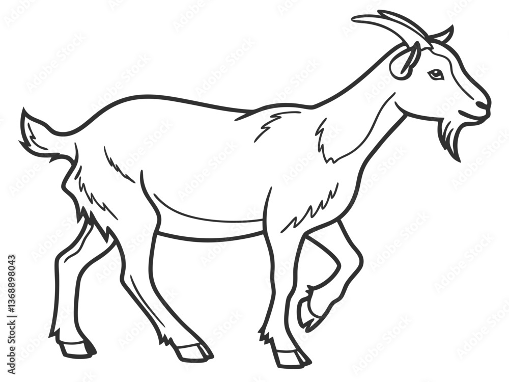 Obraz premium Minimalist Goat on White Background Vector Art
