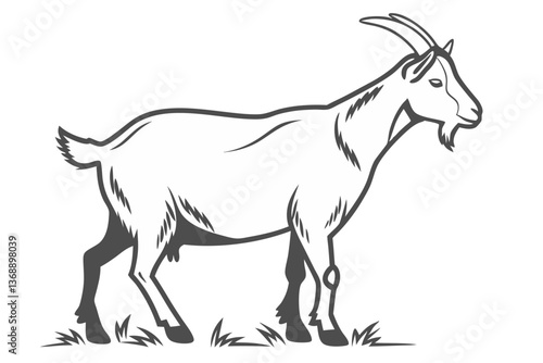 Minimalist Goat on White Background Vector Art