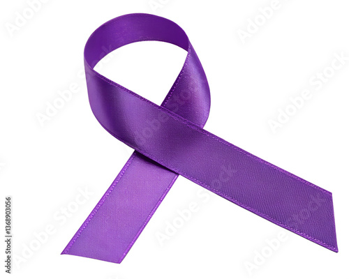 A purple ribbon of hope, symbolizing resilience and solidarity against violence, on a clean white background. AI Generative
