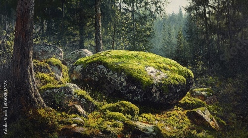 Fototapeta Naklejka Na Ścianę i Meble -  Moss-covered rocks