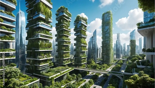 Exploring Futuristic Green Cityscape with Eco-friendly Architecture and Urban Greenery