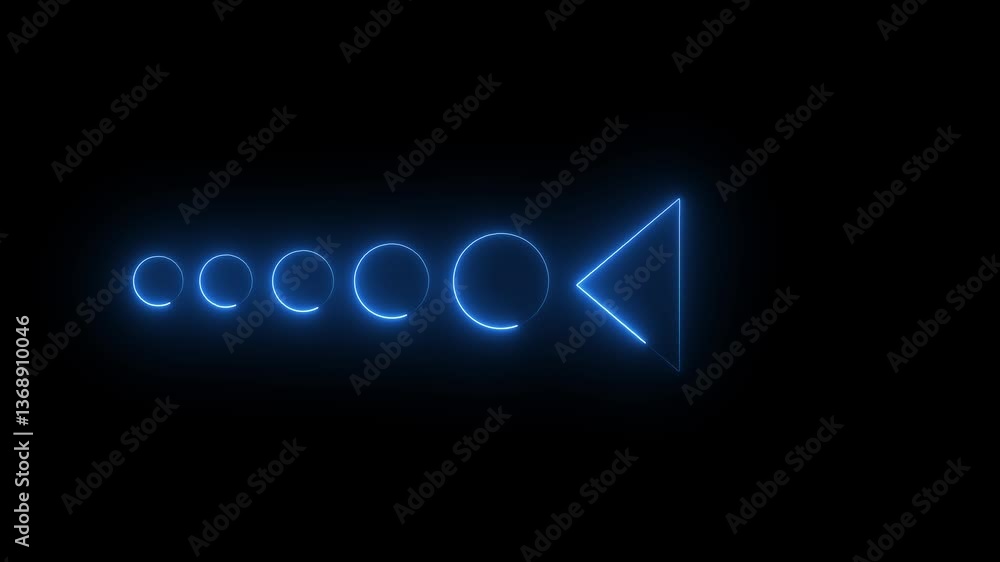 Neon button with arrow pointing to the right background.. Neon button with arrow pointing to the right background..