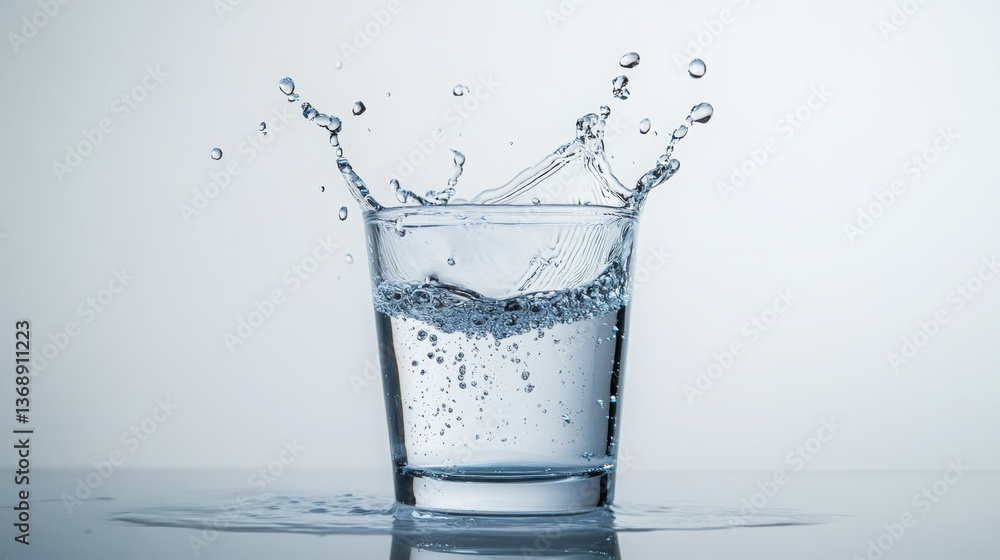A splash of water in a glass, isolated on a white background. A splash of water in a glass, isolated on a white background.