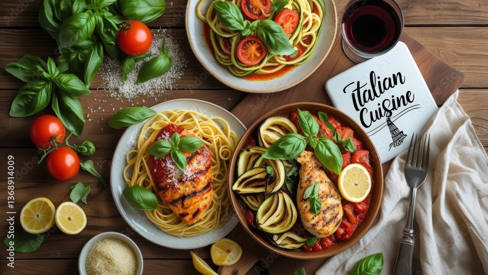 custom made wallpaper toronto digitalHealthy Italian Feast: A Wholesome Flat-Lay of Lighter Mediterranean Classics