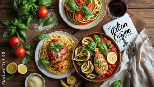 Wallpaper Mural Healthy Italian Feast: A Wholesome Flat-Lay of Lighter Mediterranean Classics Torontodigital.ca