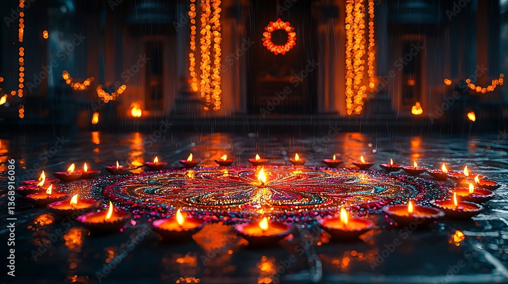Fototapeta premium Diwali celebration artistic floor decoration high resolution picture