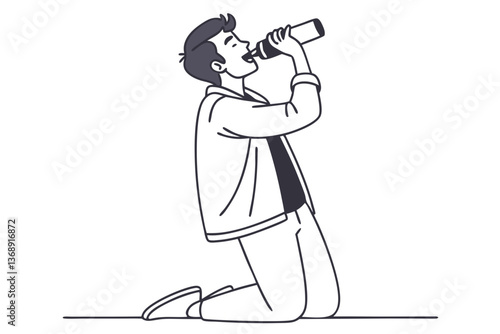 Cool Vector Art of a Man Drinking Soda from Can