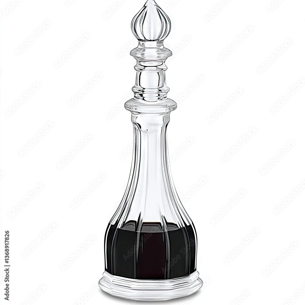 Clear glass decanter with dark liquid Clear glass decanter with dark liquid