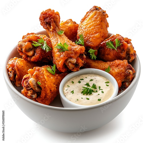 Crispy Chicken Wings with Dip.