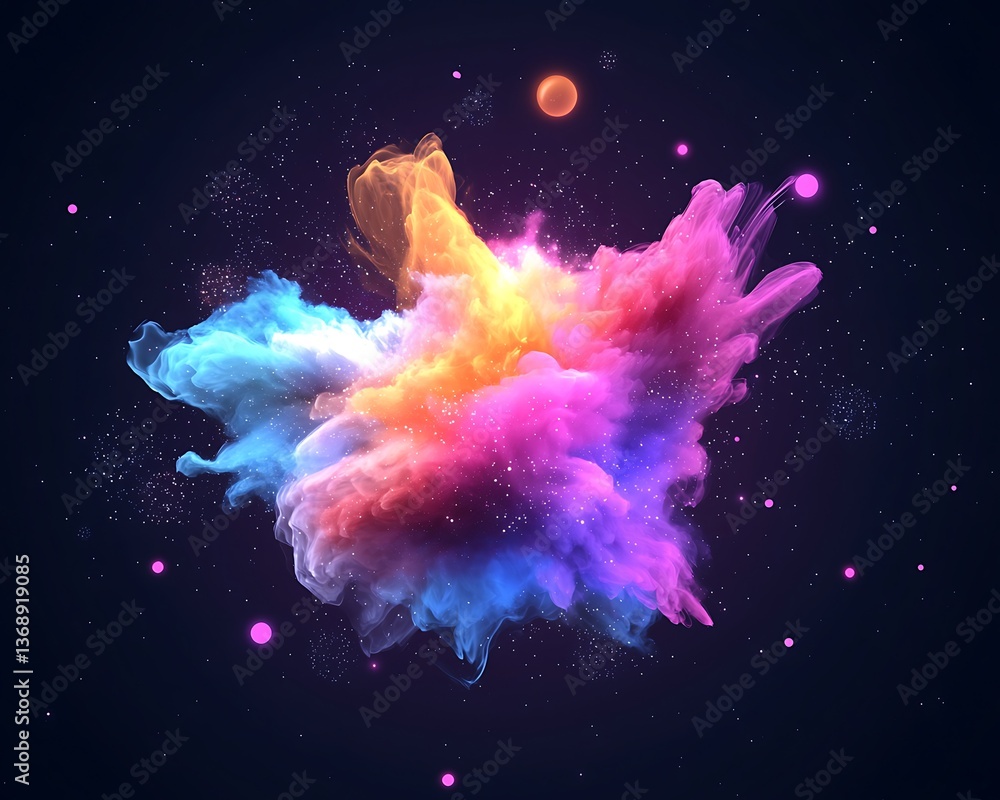 Cosmic Nebula with Colorful Explosion. Cosmic Nebula with Colorful Explosion.