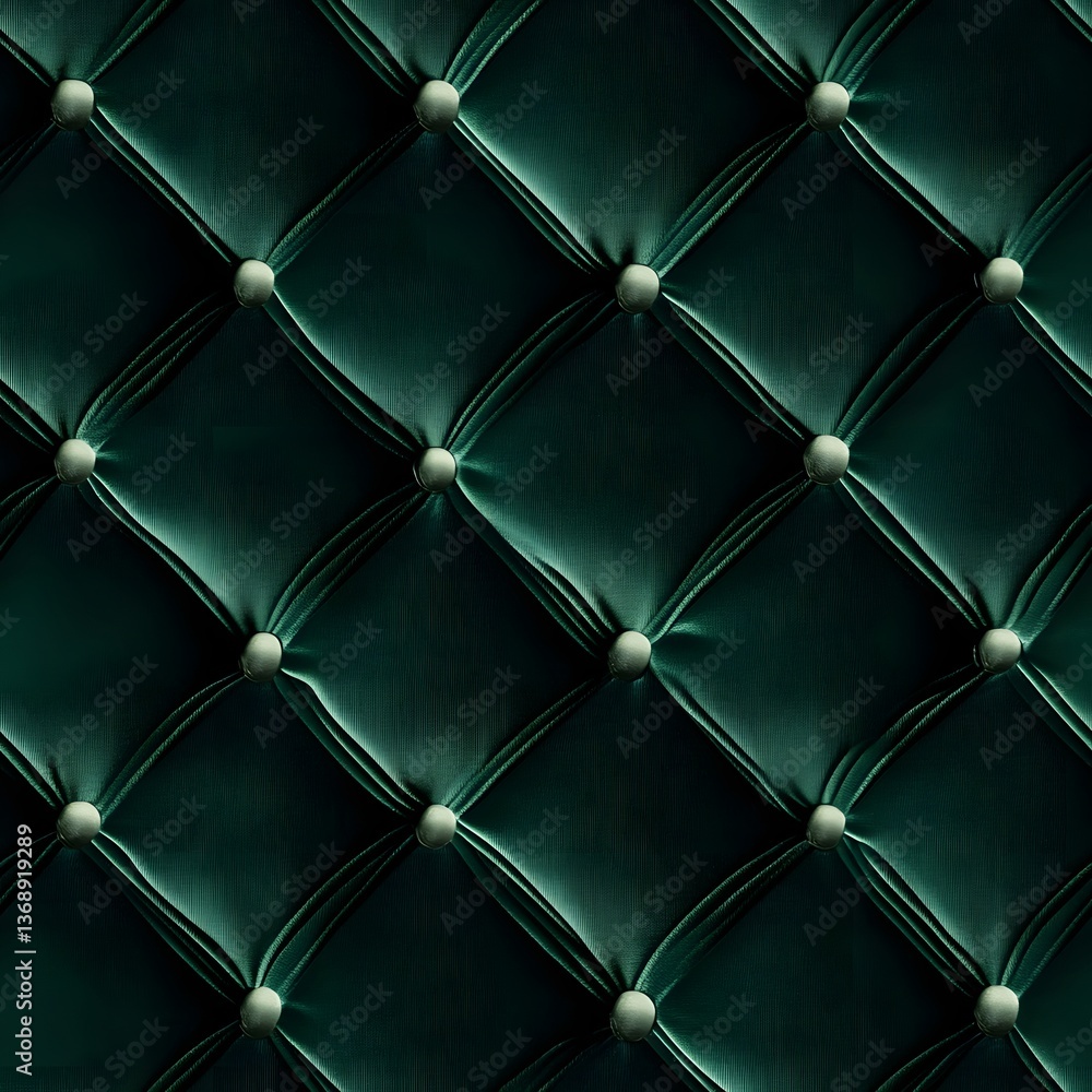 Obraz premium Sophisticated Emerald Texture: A close-up of an elegant quilted emerald green fabric, exuding luxury and sophistication.