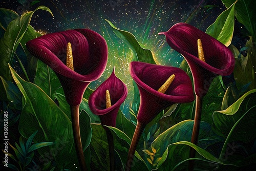 Dark Flowers Forest Scene