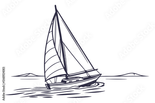 Minimalist Sailboat on Water Vector 