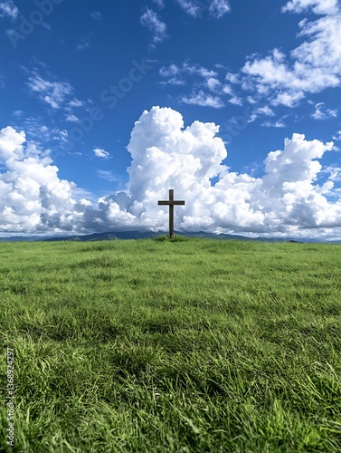 Cross on Grassy Hilltop