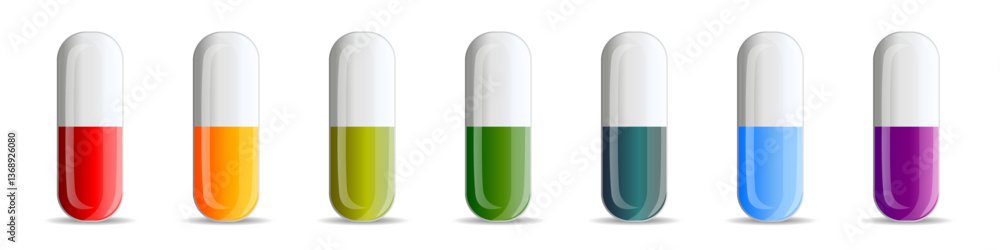 Set of glossy capsules, Pharmaceuticals, variety Set of glossy capsules, Pharmaceuticals, variety