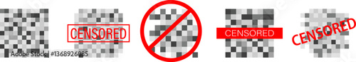 Censorship. Pixel blur of prohibited materials.
Adult content. Chaotic mosaic texture. Blur effect.
Vector illustration.
