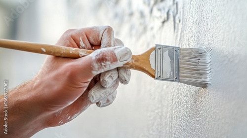 une main passe de la peinture sur un mur 