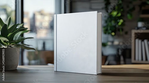 Book mockup template design hardcover edition on wooden surface desk