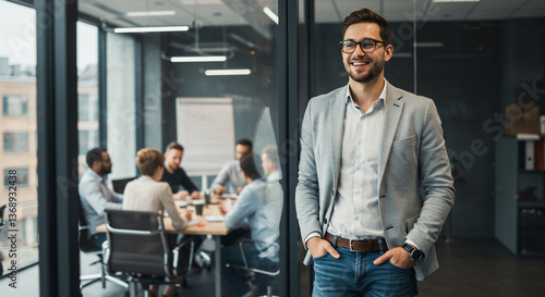 Confident Young Businessman in Stylish Office Setting