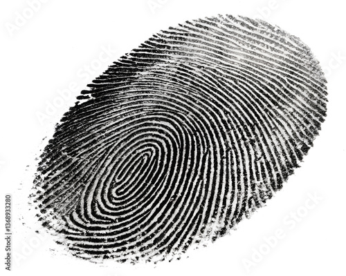 A unique fingerprint, a silent story of identity, a testament to individuality, captured in stark black and white. AI Generative