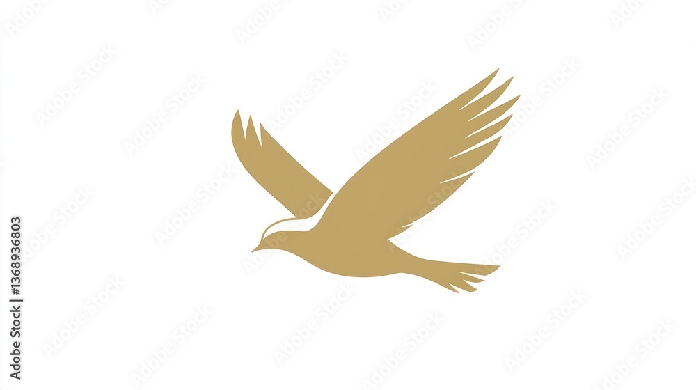 Fototapeta premium Elegant Golden Bird in Flight Minimalist Design for Logos Branding and Creative Projects