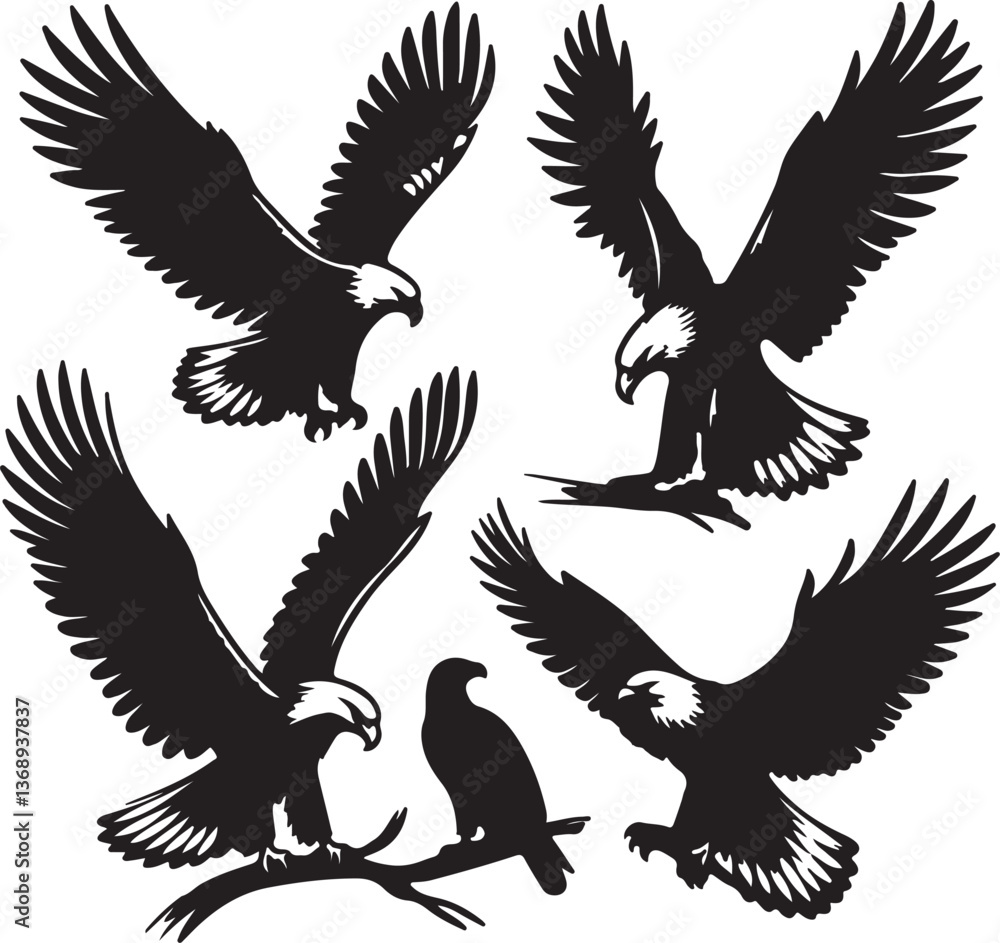 Obraz premium eagle silhouettes vector white background