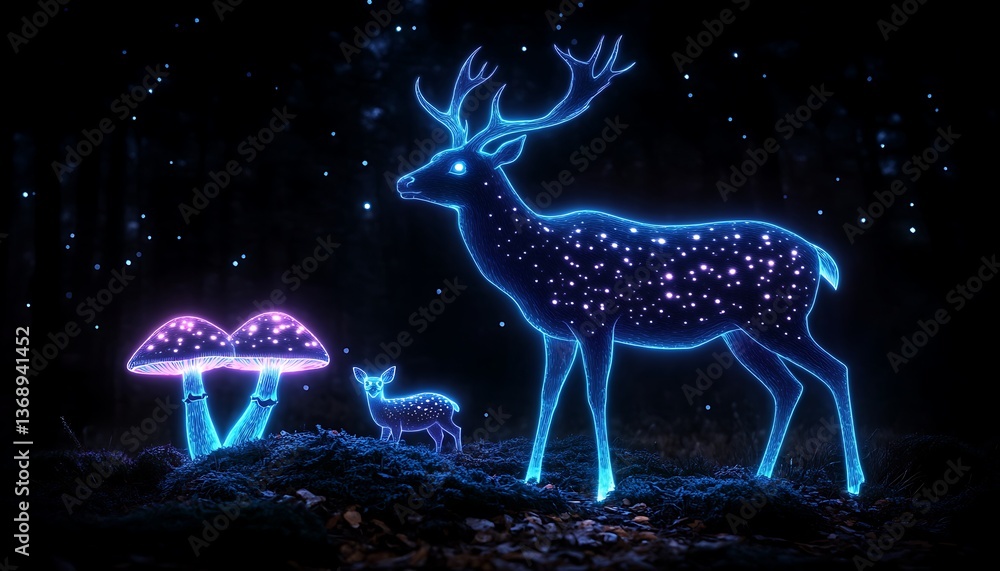 Deer, Fawn, Forest, Night Deer, Fawn, Forest, Night