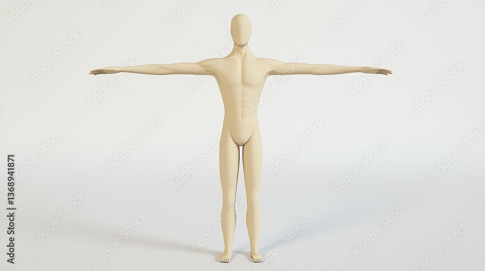 Mannequin, standing, arms outstretched, plain background, display use Mannequin, standing, arms outstretched, plain background, display use