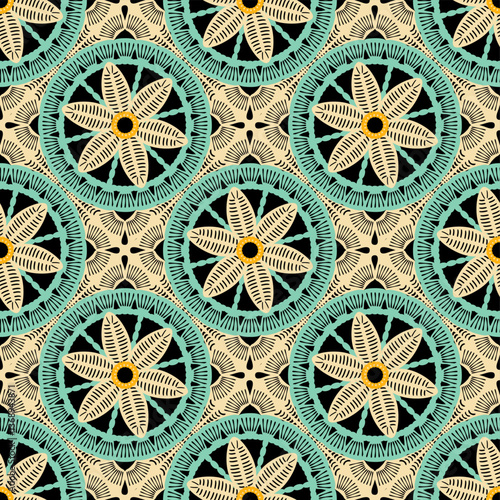  Pattern with crochet granny square wallpaper handmade decorative art design print