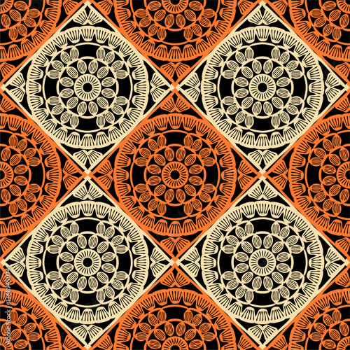 Pattern with crochet granny square wallpaper handmade decorative art design print	