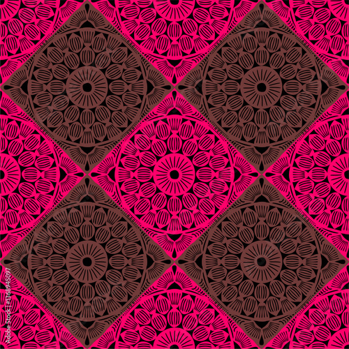 Pattern with crochet granny square wallpaper handmade decorative art design print	