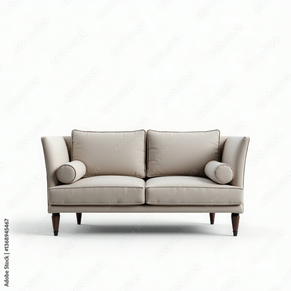 Stylish beige sofa with plush cushions and supportive armrests, ideal for modern living spaces.