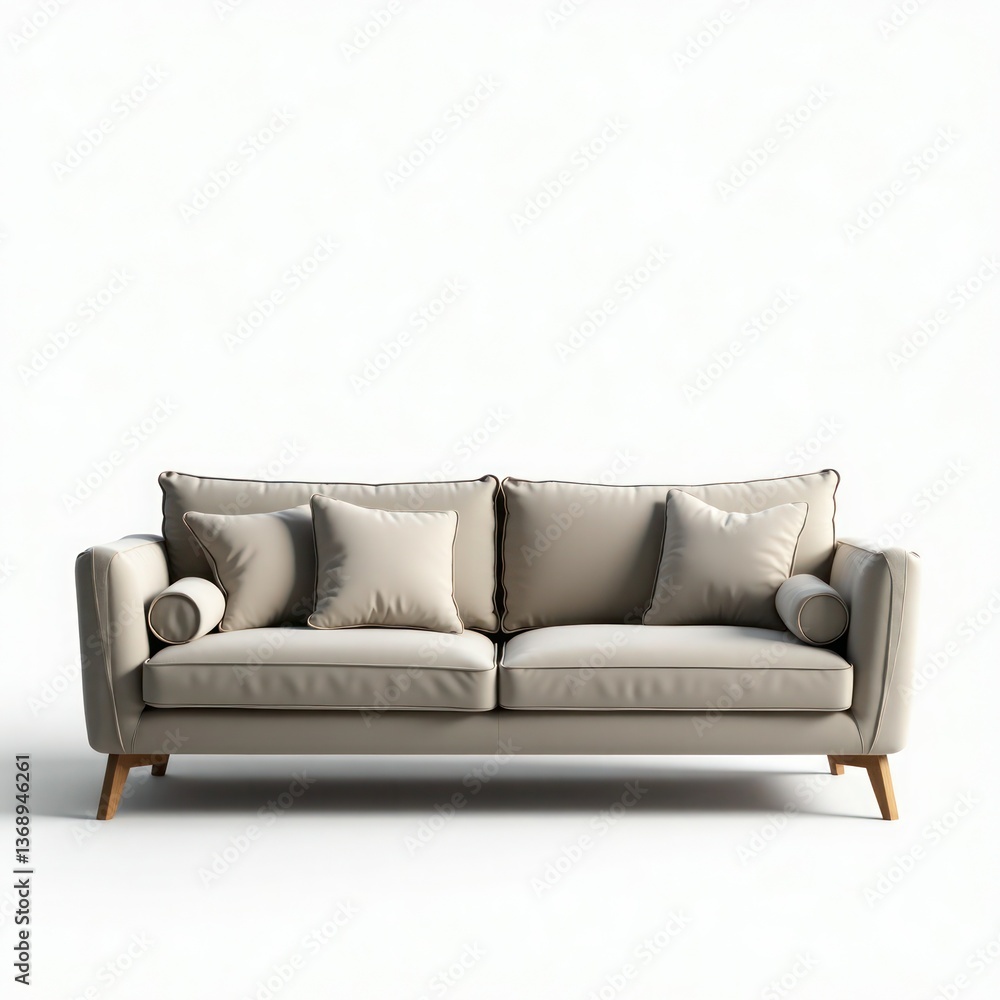 Stylish beige sofa with plush pillows, perfect for modern living spaces. Stylish beige sofa with plush pillows, perfect for modern living spaces.